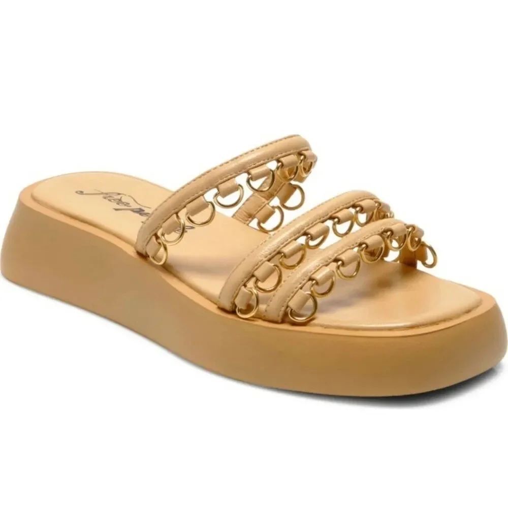 Free People Midas Touch Flatform Sandals ~ Vachetta Tan ~ 10~  $128 Retail
